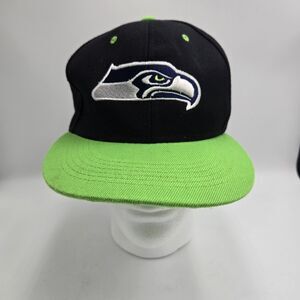 Seattle Seahawks NFL Mens Snapback Baseball Hat Flat Brim Black Green Pro Cap